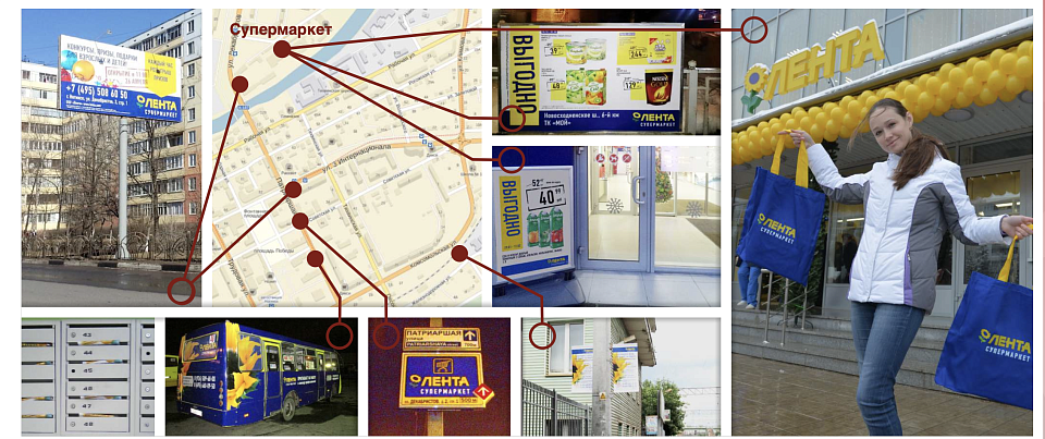Локальные рекламные кампании в поддержку открытия магазинов «Лента» формата супермаркет